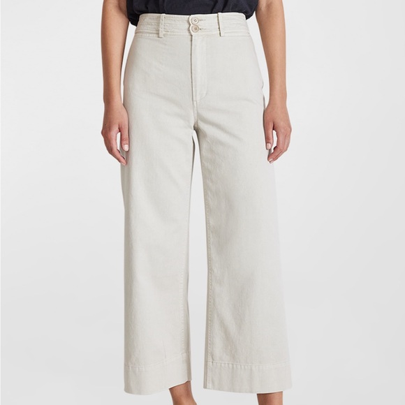 Apiece Apart Pants - Apiece Apart Off-White Wide Leg High-Rise Pants